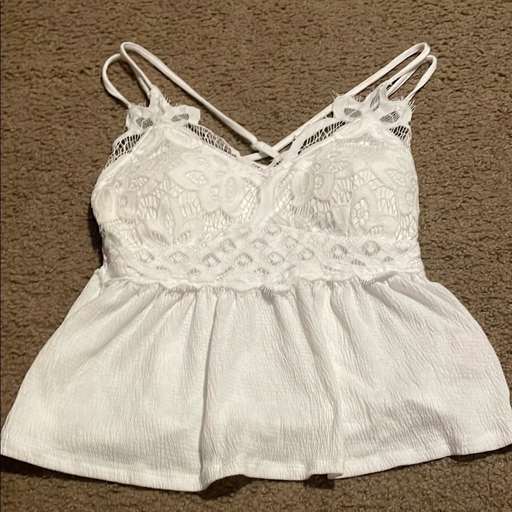 No Boundaries White Bustier Peplum Camisole
